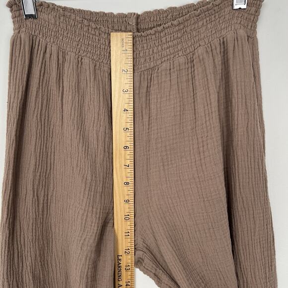 Revolve Bobi Los Angeles Sz Small Gauze Wide Leg Pants Mauve Tan 100% Cotton - Picture 4 of 9